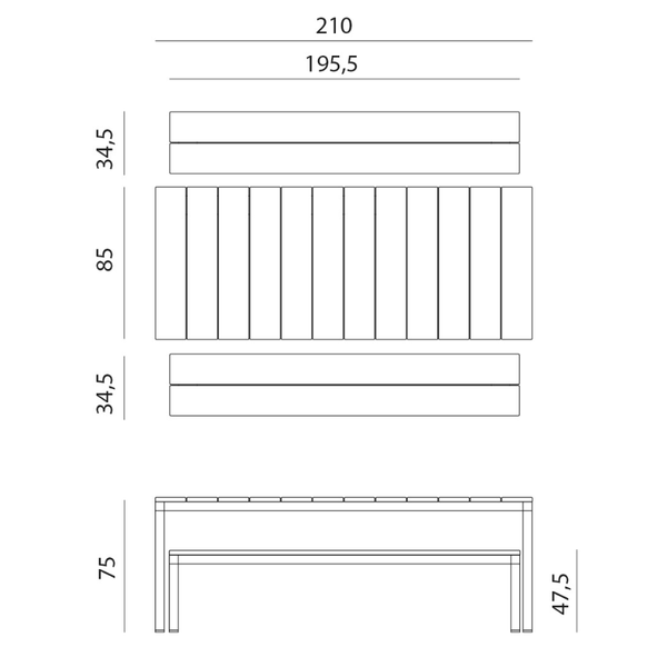 NARDI SET RIO BENCH ALU Szürke modern Kültéri szett