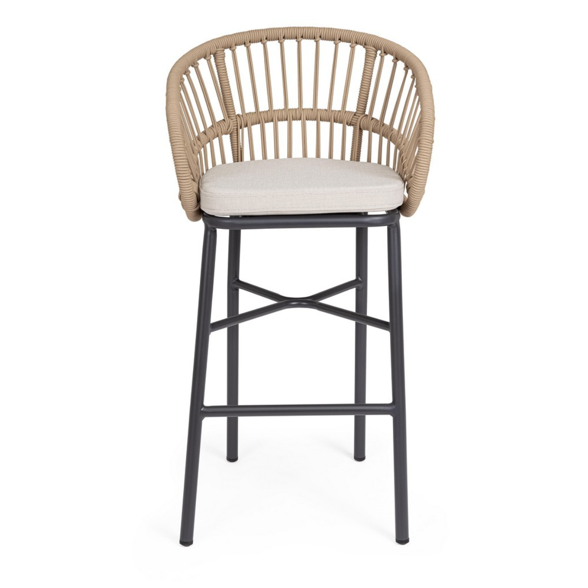 BT LASVEGAS Bézs design Polirattan kültéri bárszék
