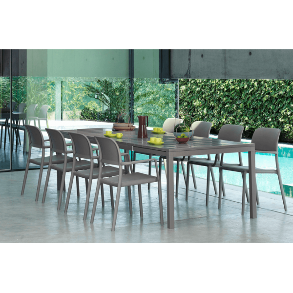 NARDI RIO 140-210 Taupe minimalista Kültéri komplett asztal
