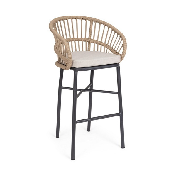 BT LASVEGAS Bézs design Polirattan kültéri bárszék