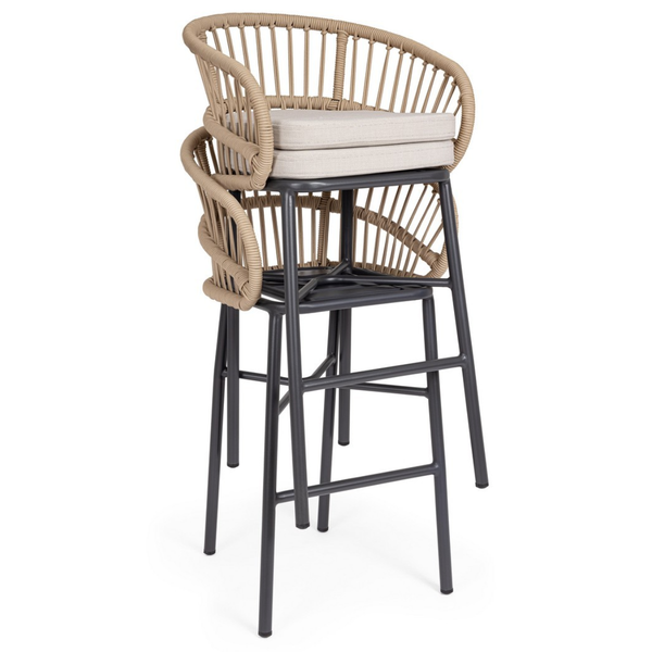 BT LASVEGAS Bézs design Polirattan kültéri bárszék