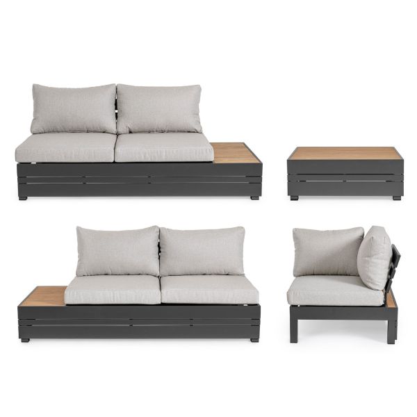 BT OLSEN Szürke, Fa design Kültéri lounge szett