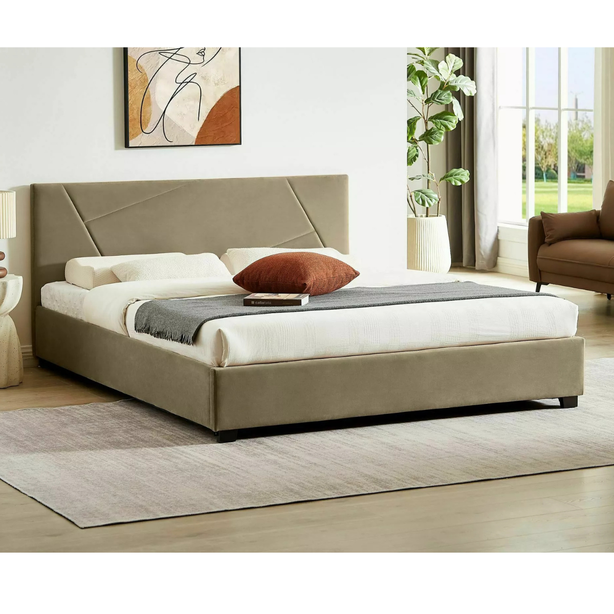 SI MONTANA 140X200 Bézs design Kárpitos ágy