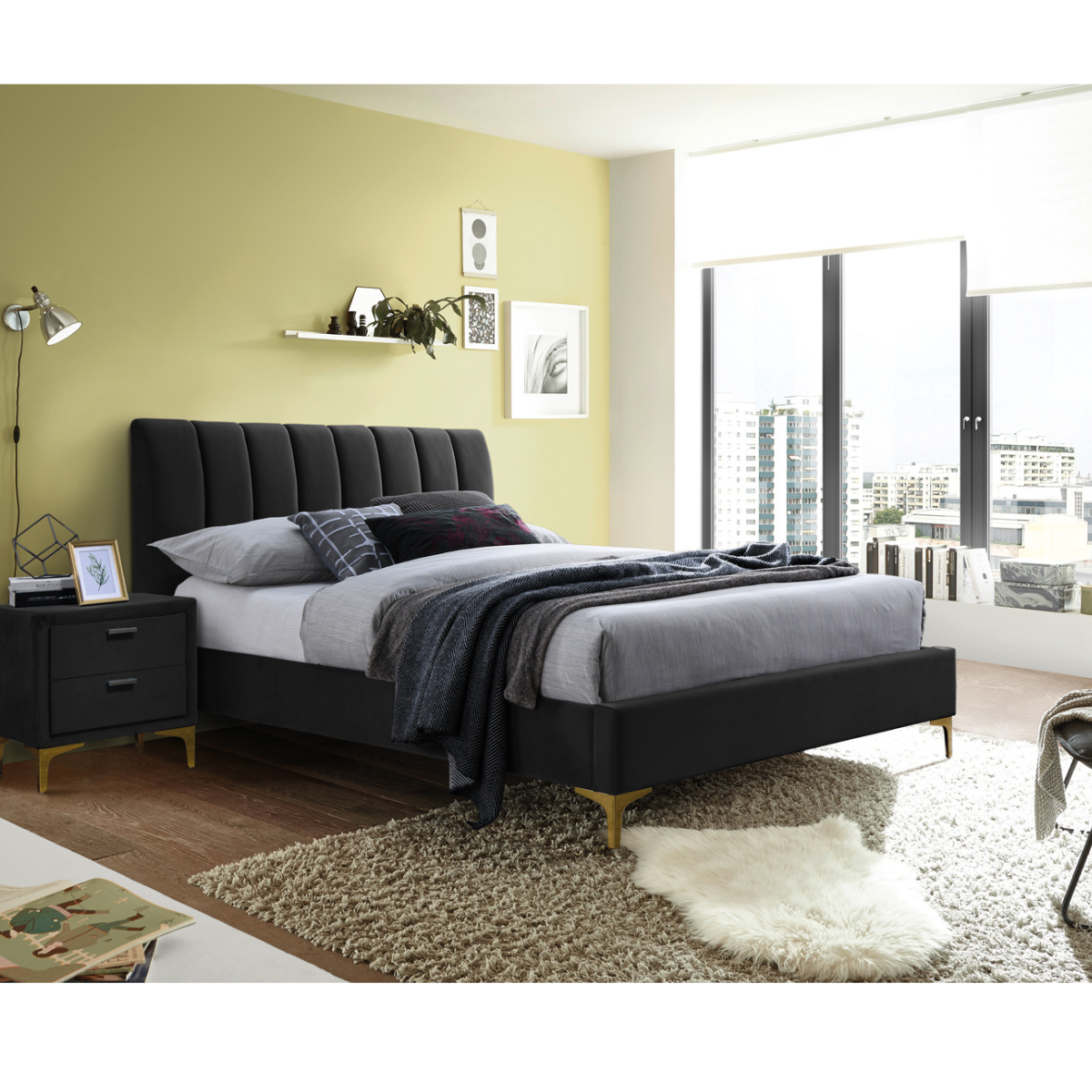 SI MARTISHA 160X200 Fekete design Kárpitos ágy