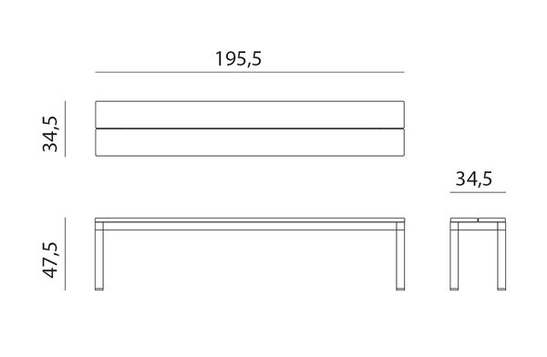 NARDI RIO BENCH ALU Taupe minimalista Pad