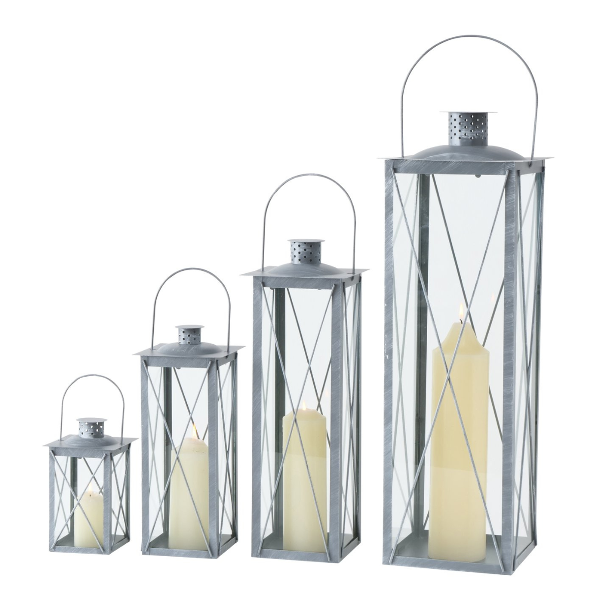 B CANDLE Lámpás 4 db-os szett Ezüst design Dekoráció