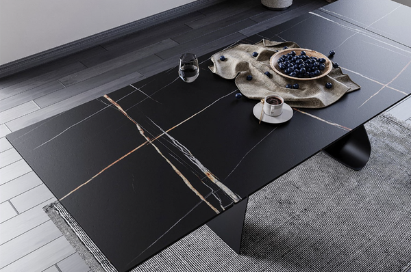 SI DIONA Fekete design Beltéri komplett asztal