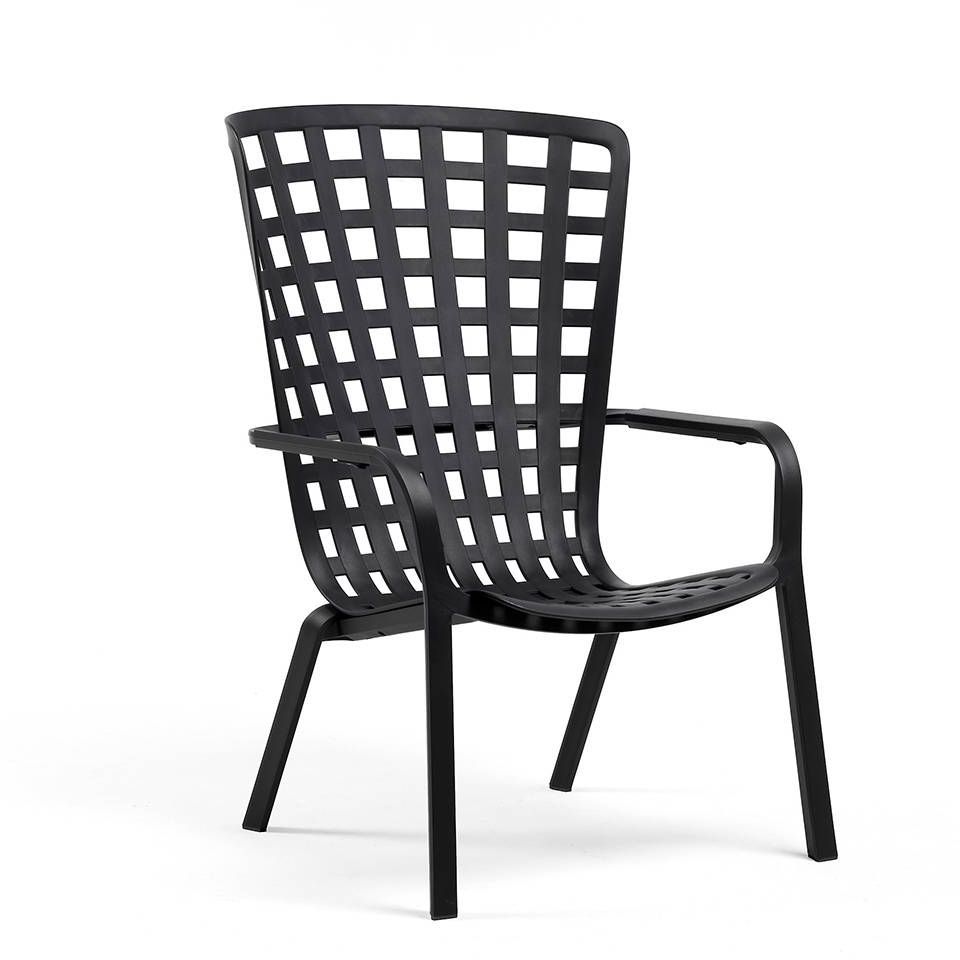 NARDI FOLIO Fekete minimalista Műanyag kültéri szék
