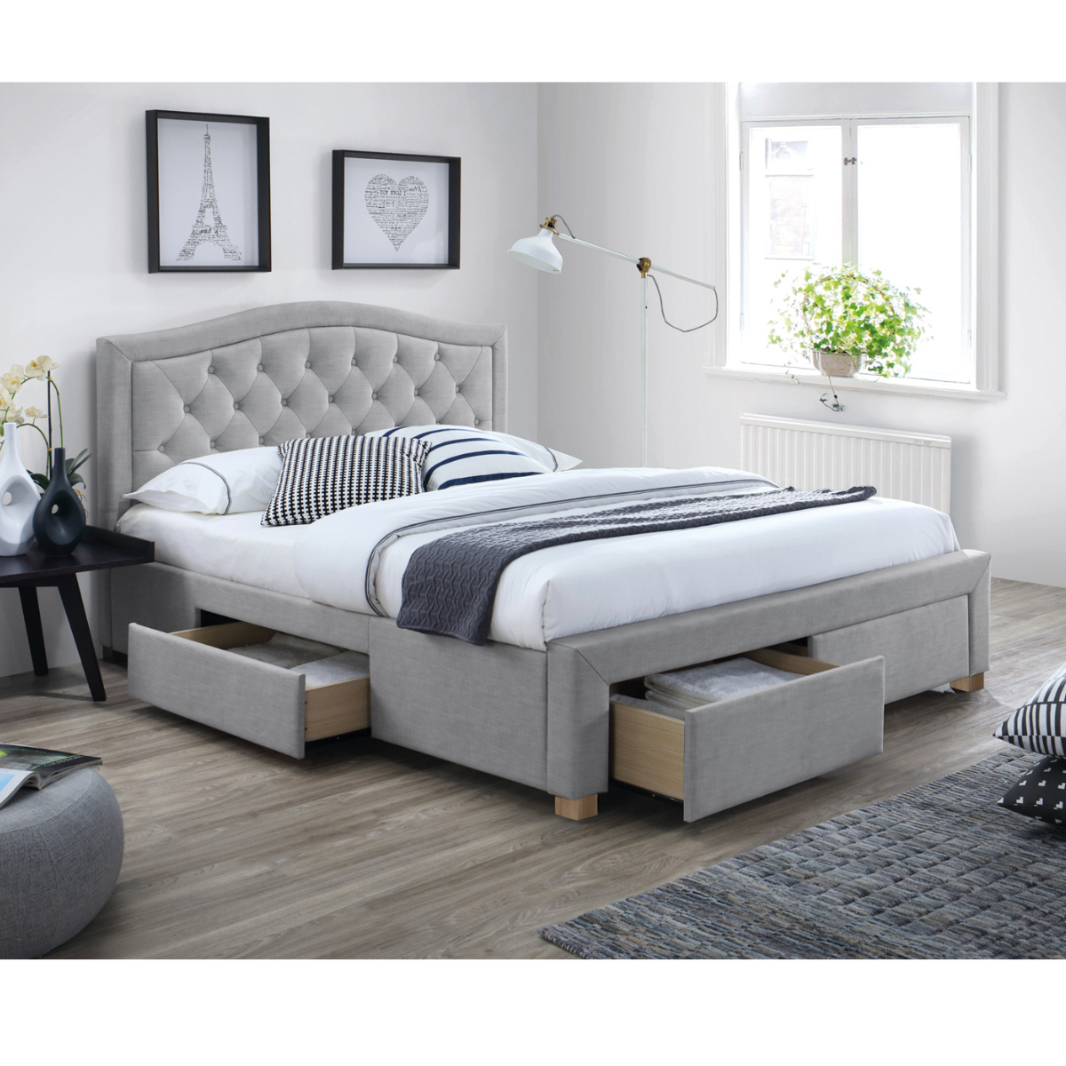 SI NOLA 160X200 Szürke design Kárpitos ágy