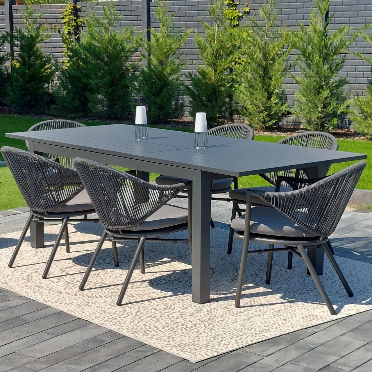 DL PERU Szürke design Kültéri komplett asztal