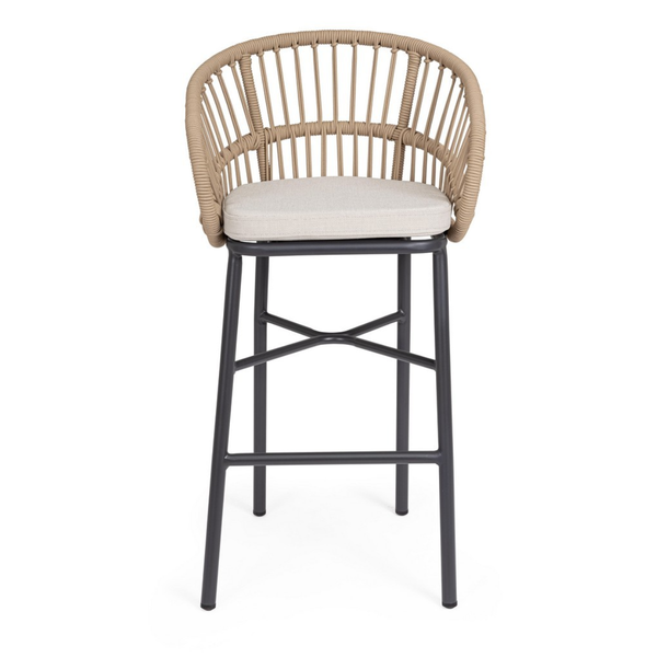 BT LASVEGAS Bézs design Polirattan kültéri bárszék