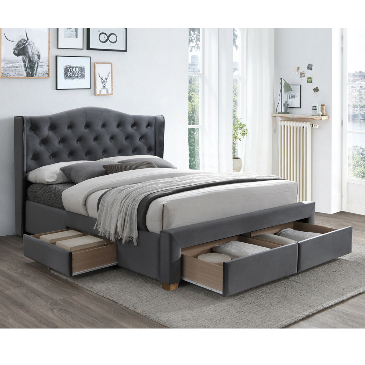SI NOVA II 160X200 Szürke design Kárpitos ágy