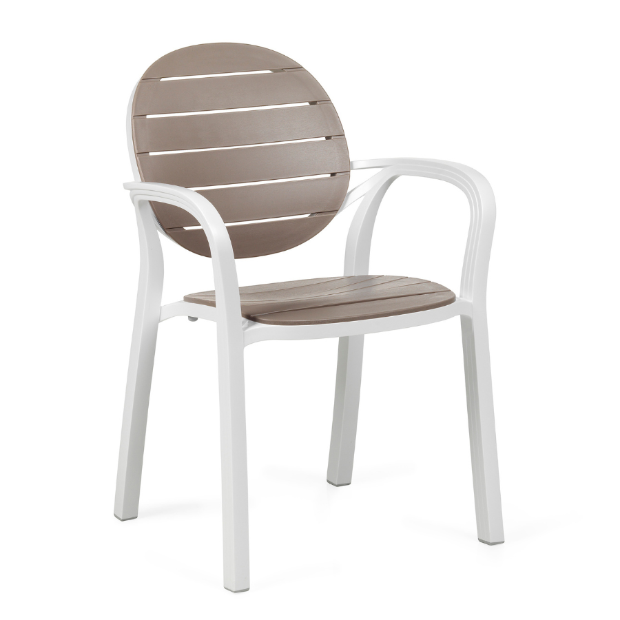NARDI PALMA Fehér, Taupe modern Műanyag kültéri szék