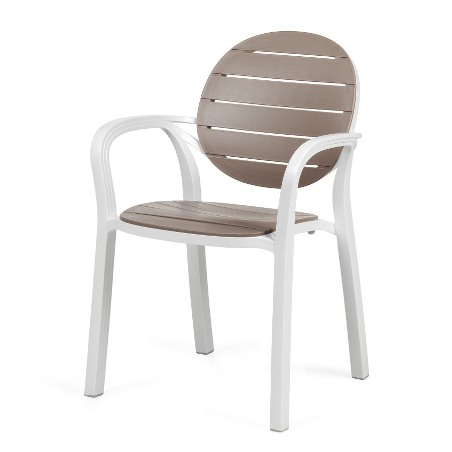 NARDI PALMA Fehér, Taupe modern Műanyag kültéri szék