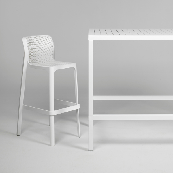 NARDI NET STOOL Fehér modern Műanyag kültéri bárszék