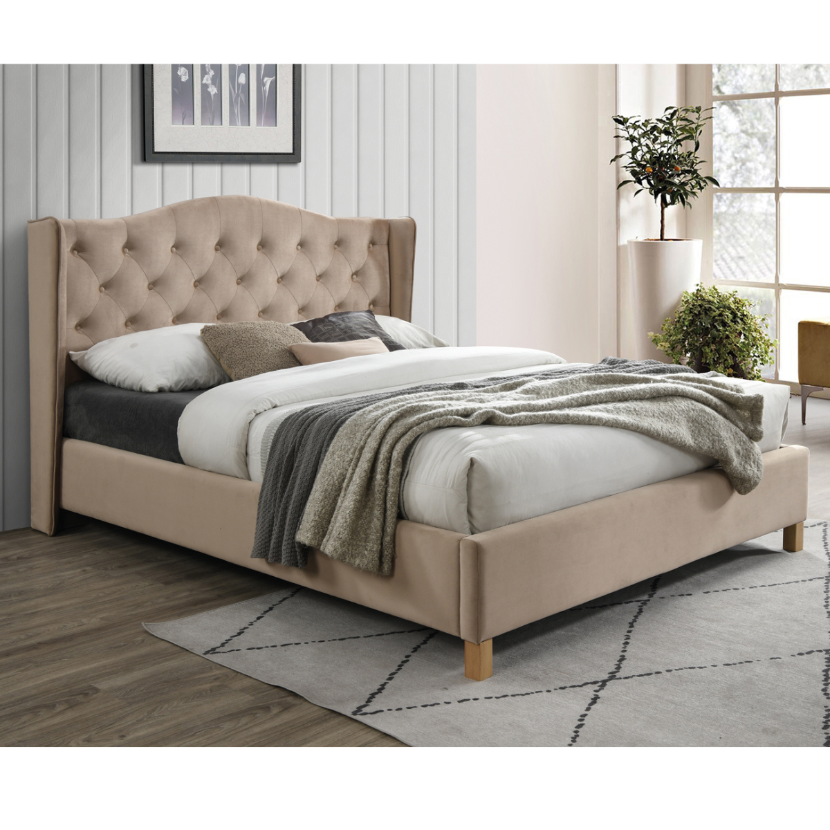 SI NOVA 160X200 Bézs design Kárpitos ágy