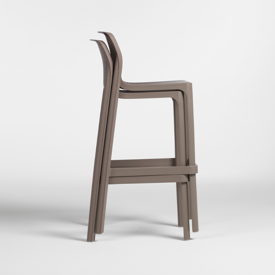 NARDI NET STOOL Taupe modern Műanyag kültéri bárszék