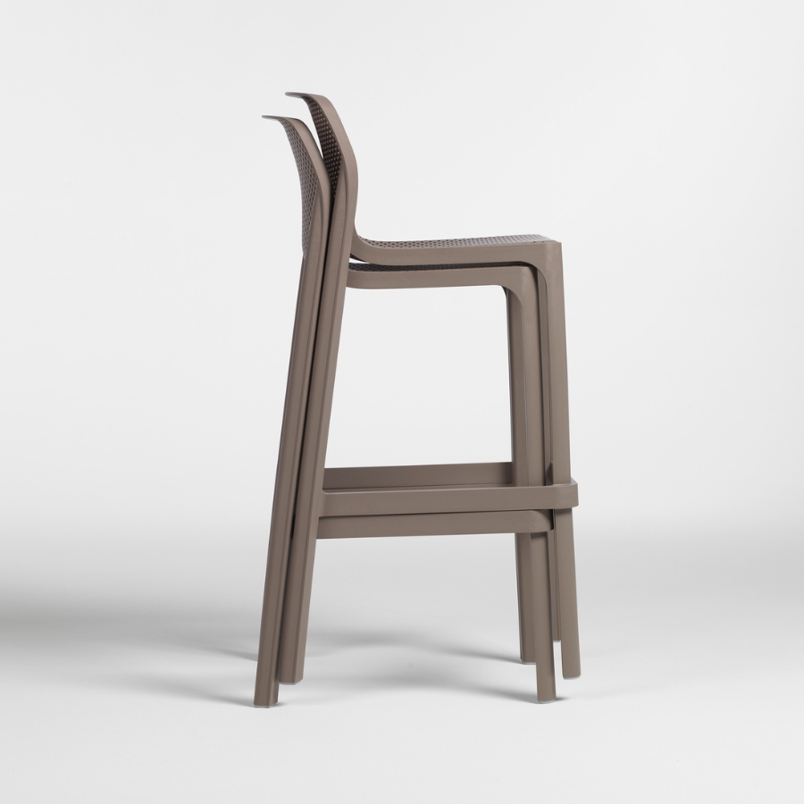 NARDI NET STOOL Taupe modern Műanyag kültéri bárszék