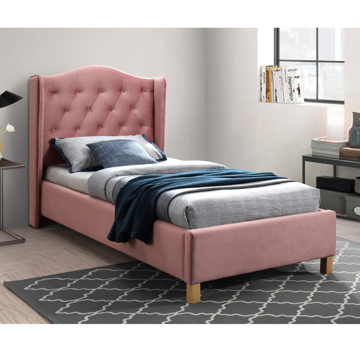 SI NOVA 90X200 Rózsaszín design Kárpitos ágy