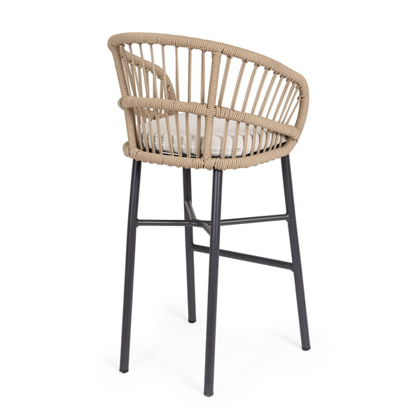 BT LASVEGAS Bézs design Polirattan kültéri bárszék