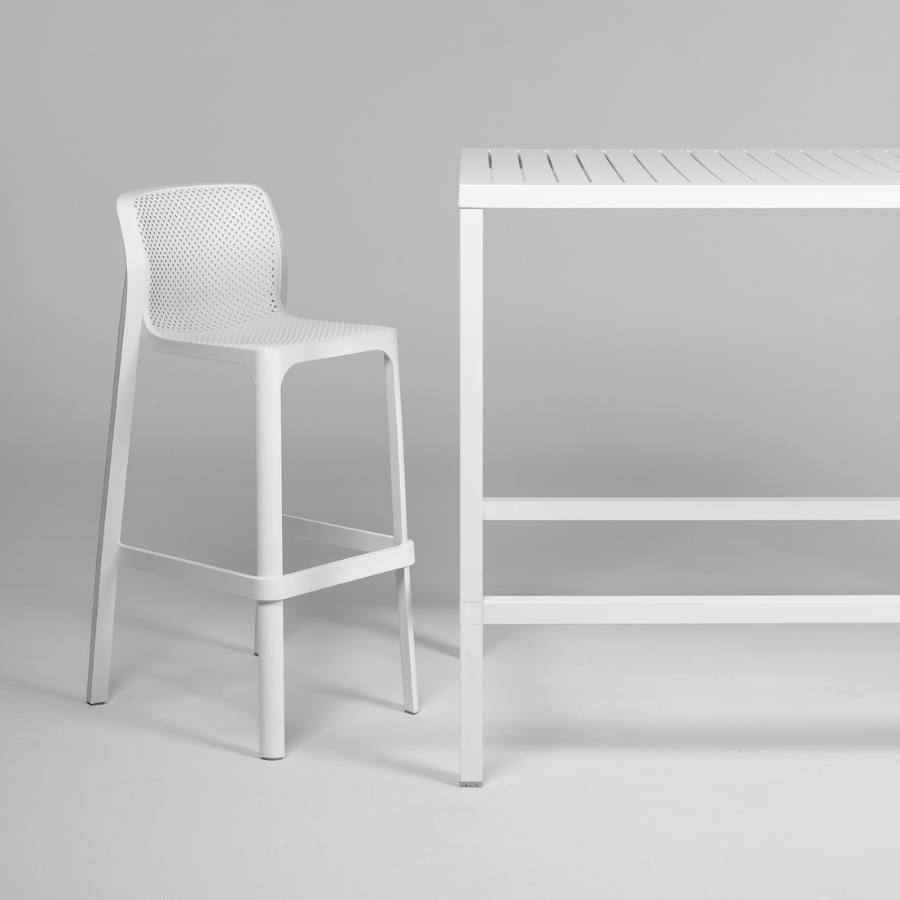 NARDI NET STOOL Fehér modern Műanyag kültéri bárszék